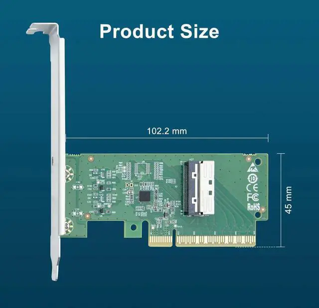 Alt view image 5 of 7 - MCIO 74Pin 8i to PCIe X8 Adapter Card, Gen5 PCIe 5.0 High Speed Server Storage Expansion Converter Card