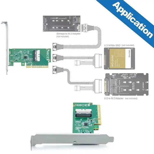 Alt view image 6 of 7 - MCIO 74Pin 8i to PCIe X8 Adapter Card, Gen5 PCIe 5.0 High Speed Server Storage Expansion Converter Card