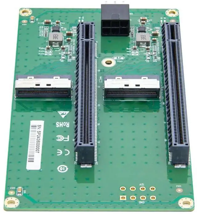 Alt view image 7 of 7 - 2X MCIO 74Pin 8I to PCIe X16 Female Adapter Card, Gen5 PCIe 5.0 Bifurcation Converter Card, Each Slot Runs At X8 Bandwidth for Server Storage Expansion