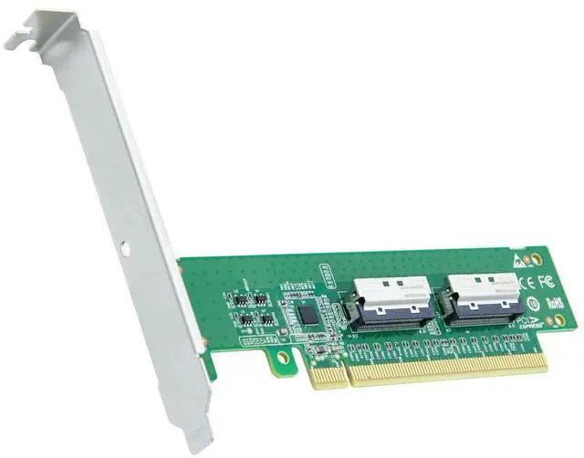 Alt view image 5 of 7 - 2xMCIO 74Pin 8I to PCIe X16 Adapter Card, Gen5 PCIe 5.0 High Speed Bifurcation Expansion Card for Server Storage