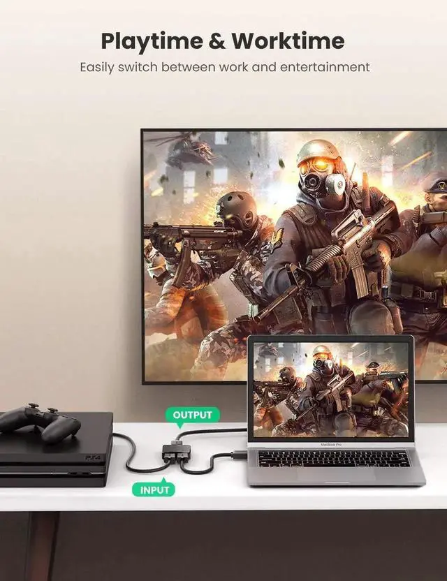 Alt view image 5 of 6 - UGREEN HDMI Switch 4K@60Hz, BiDirectional 2 in 1 Out HDMI Splitter Switcher, Supports UHD 3D HDR HDCP 2.2, Compatible with PS5 PS4 Xbox Series X/S Roku Fire Stick