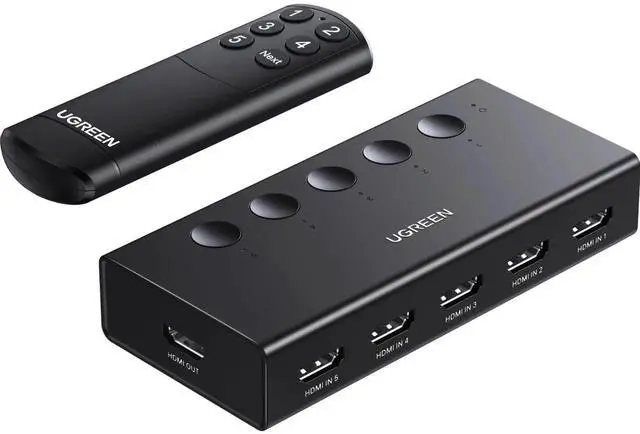 Main image of UGREEN 5Port HDMI Switch 5 in 1 Out 4K@60Hz, HDMI Switcher Splitter with Remote Control, Supports 3D CEC HDR HDCP2.2, Compatible with PS5 PS4 PS3 Xbox Nintendo Switch Roku TV Fire Stick