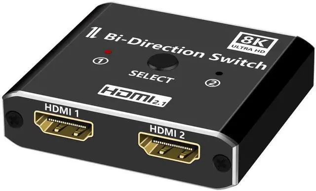 Main image of 8K HDMI 2.1 BiDirectional Switch Splitter 2 in 1 Out, Aluminum HDMI Switcher Supports 8K@60Hz 4K@120Hz 48Gbps HDR10+ Dolby VRR 3D, Compatible with TV PS5 PS4 Xbox Laptop PC Projector