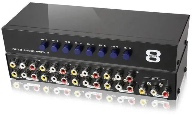 Main image of 8Port RCA AV Switch Box, 8 in 1 Out Composite Audio Video Selector Splitter Hub for TV