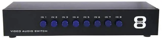 Alt view image 2 of 7 - 8Port RCA AV Switch Box, 8 in 1 Out Composite Audio Video Selector Splitter Hub for TV