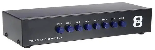 Alt view image 3 of 7 - 8Port RCA AV Switch Box, 8 in 1 Out Composite Audio Video Selector Splitter Hub for TV