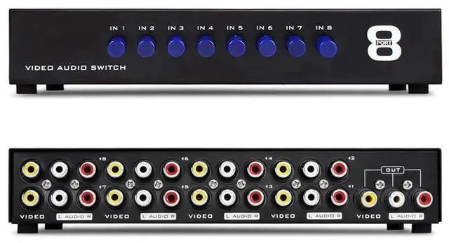 Alt view image 4 of 7 - 8Port RCA AV Switch Box, 8 in 1 Out Composite Audio Video Selector Splitter Hub for TV