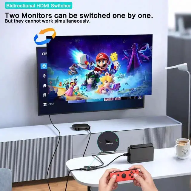 Alt view image 7 of 7 - 8K@60Hz BiDirectional HDMI 2.1 Switch Splitter, Aluminum 2 in 1 Out HDMI Hub with USBC Power Cable, Supports HDCP2.2, Compatible with Xbox PS5 PS4 BluRay Player Fire Stick