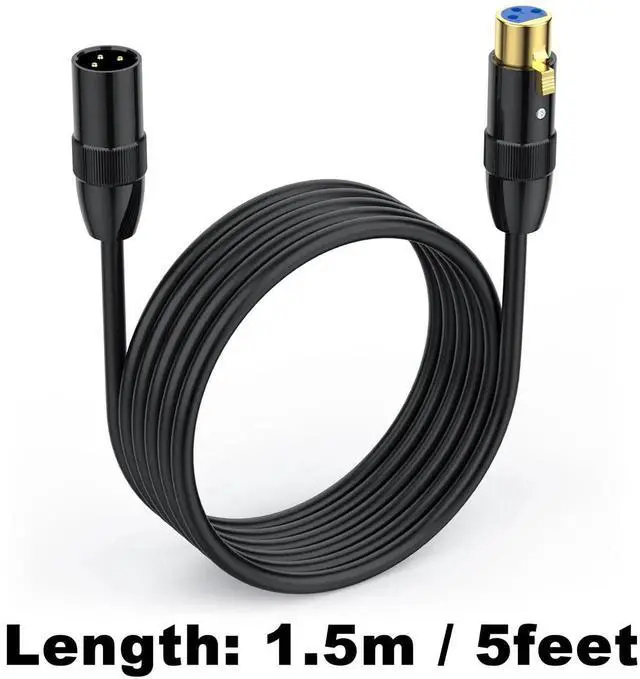 Alt view image 7 of 7 - 5ft XLR Male to Female Microphone Cable, Short 3PIN Balanced Audio Cord, GoldPlated OxygenFree Copper Cable for Mic Speaker