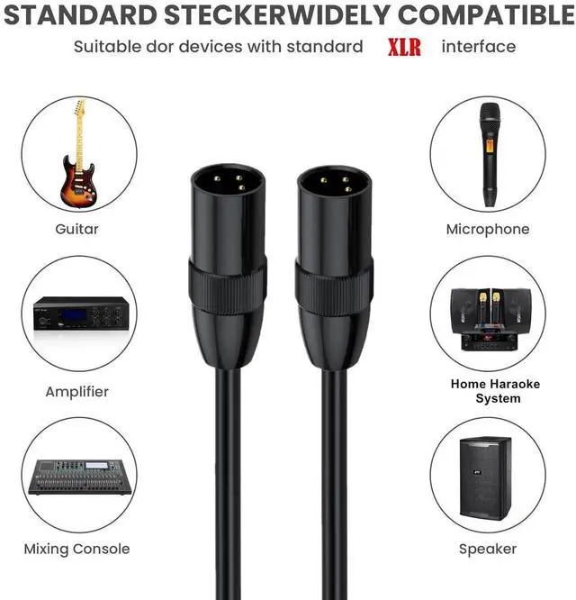 Alt view image 3 of 7 - 5ft 3Pin XLR Male to Male Microphone Cable, OxygenFree Copper GoldPlated Mixer Patch Cord for Recording Studio & Audio Equipment