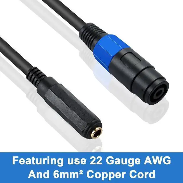 Alt view image 4 of 7 - 1.5ft Speakon to 1/4 Inch TRS Speaker Cable, 22AWG GoldPlated Connectors, Compatible with Speakers & Amplifiers