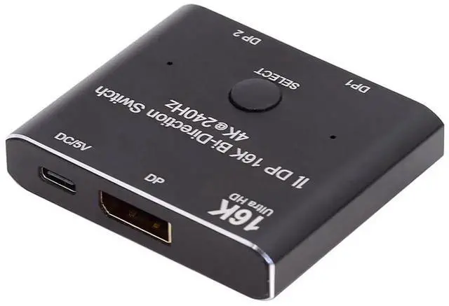 Main image of BiDirectional 2x1 DisplayPort 2.0 Switcher Splitter Hub, DP 2Port Selector Converter, Supports HDCP SST Extended 16K@60Hz 4K@240Hz, Compatible with PC Monitor