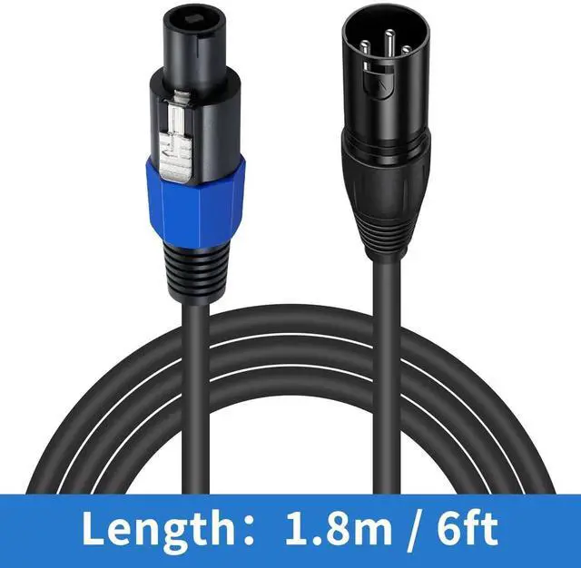Alt view image 2 of 7 - 6ft Speakon Male to 3Pole XLR Male Audio Cable, 18AWG HeavyDuty Cord with TwistLock Connector for Studio Recording Microphone & Stage Lighting