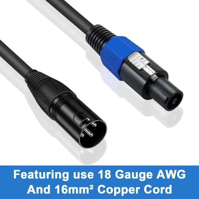 Alt view image 6 of 7 - 6ft Speakon Male to 3Pole XLR Male Audio Cable, 18AWG HeavyDuty Cord with TwistLock Connector for Studio Recording Microphone & Stage Lighting