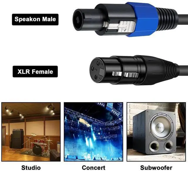 Alt view image 7 of 7 - 6ft Speakon Male to XLR Female Audio Extension Cable with TwistLock Connector, for Studio Microphone Recording & Stage Lighting