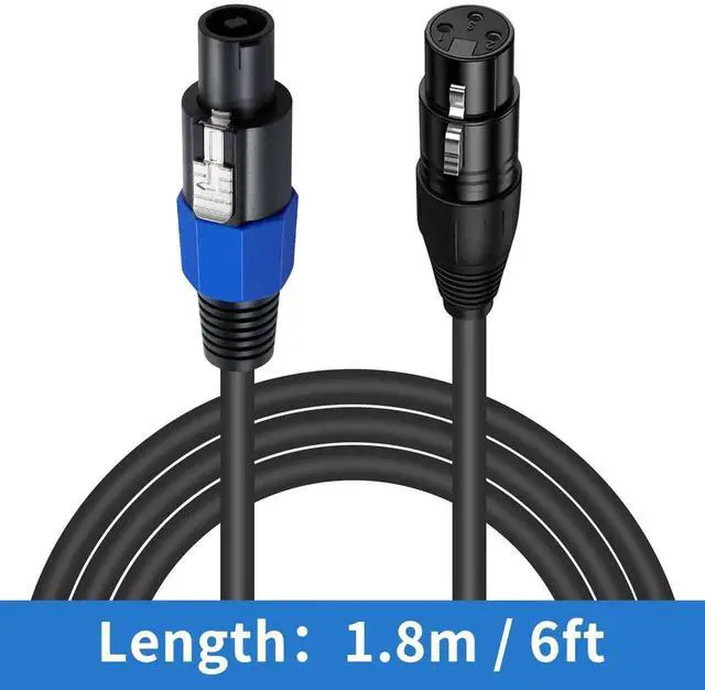 Alt view image 3 of 7 - 6ft Speakon Male to XLR Female Audio Extension Cable with TwistLock Connector, for Studio Microphone Recording & Stage Lighting