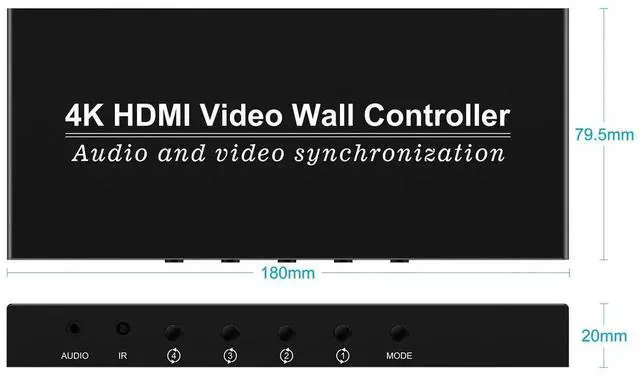 Alt view image 3 of 7 - 2x2 HDMI Video Wall Controller, 4Way HDMI Screen Splicing Processor, 4K Output 180° Rotation TV Wall Processor for 4 TV Screens Combined Into One Display