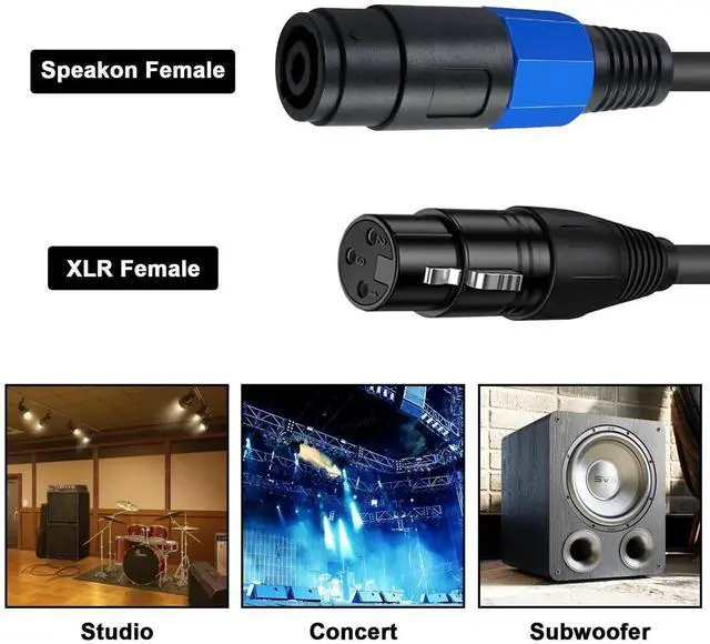 Alt view image 3 of 7 - 6ft Speakon Female to 3Pin XLR Female Adapter Cable with TwistLock Connector, for DJ PA Stage Microphone & Audio Wiring Connections