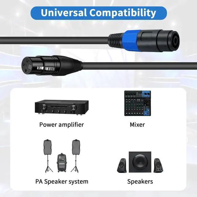 Alt view image 4 of 7 - 6ft Speakon Female to 3Pin XLR Female Adapter Cable with TwistLock Connector, for DJ PA Stage Microphone & Audio Wiring Connections