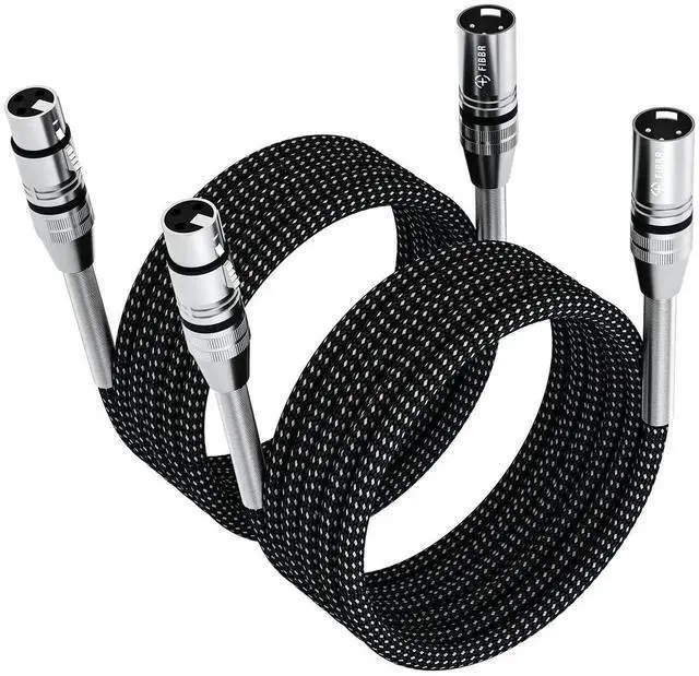 Main image of FIBBR 6FT2Pack XLR Male to Female Microphone Cables, Nylon Braided HeavyDuty Balanced Audio Cords, Compatible with Preamps, Speaker Systems & More