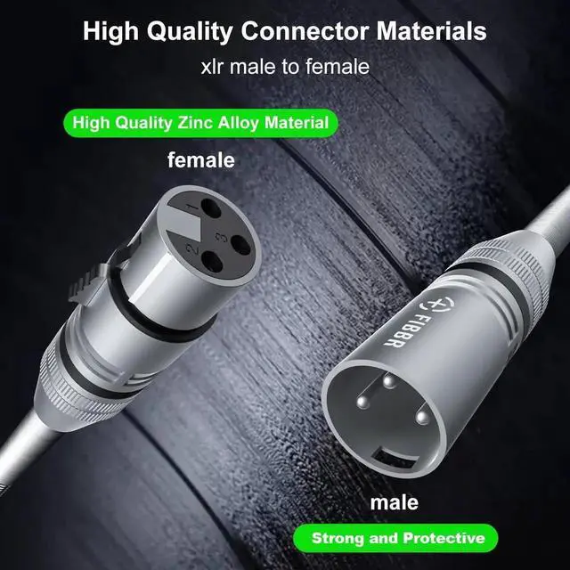 Alt view image 6 of 7 - FIBBR 25ft/8M XLR Male to Female Microphone Cable, Nylon Braided HeavyDuty Balanced Audio Cord, Compatible with Preamps, Speaker Systems & More