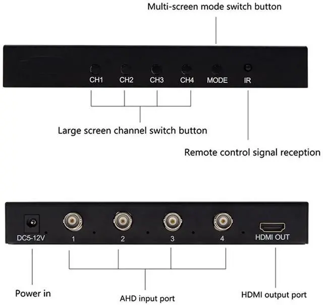 Alt view image 4 of 7 - AHD 4×1 MultiViewer Switcher, 4In1Out 1080P HDMI QuadScreen RealTime Multiviewer, Supports Dual Mode Switching
