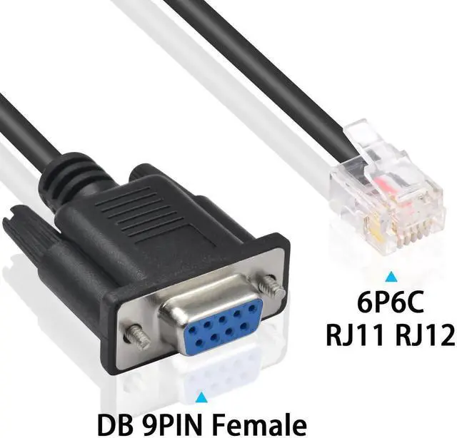 Alt view image 2 of 7 - 6FT DB9 to RJ11 Serial Adapter Cable, RS232 DB9 Female to RJ11/RJ12 6P6C Network Serial Control Cable for LeadShine ServoDrive Stepper Motor Communication