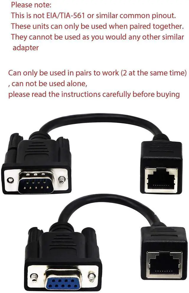 Alt view image 3 of 7 - 2 Pack 6Inch(15CM) RJ45 to RS232 Console Cable, DB9 9Pin Male & Female to RJ45 Female Cat5/6 Ethernet LAN Serial Adapter Cord