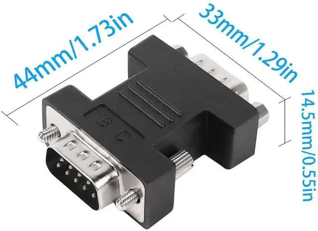 Alt view image 5 of 6 - RS232 DB9 Male to Male Serial Adapter, 9Pin DB9 MaletoMale Extender Connector for Serial Communication Devices, Black