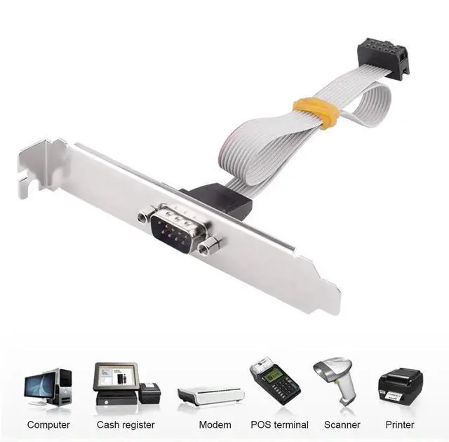 Alt view image 2 of 7 - 2Pack DB9 to 10Pin IDC Serial Flat Ribbon Cable, RS232 9Pin Male DSUB to 10Pin IDC Female Motherboard Header Adapter with 12cm Metal Bracket, 11 Inch