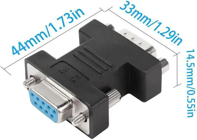 Alt view image 2 of 6 - RS232 DB9 Female to Male Serial Extender Adapter, 9Pin DB9 FemaletoMale Converter for Serial Communication Devices, Black