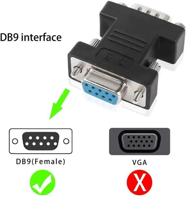 Alt view image 6 of 6 - RS232 DB9 Female to Male Serial Extender Adapter, 9Pin DB9 FemaletoMale Converter for Serial Communication Devices, Black