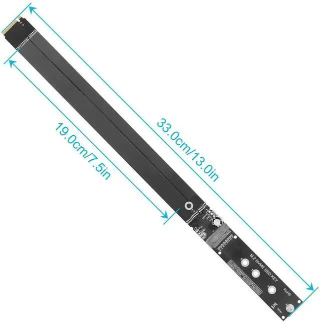 Alt view image 2 of 6 - 33cm(13in) M.2 NVMe SSD Extension Cable, MKey NVME Male to Female Adapter for Motherboard, Supports 2230/2242/2260/2280 NVMe SSD Only