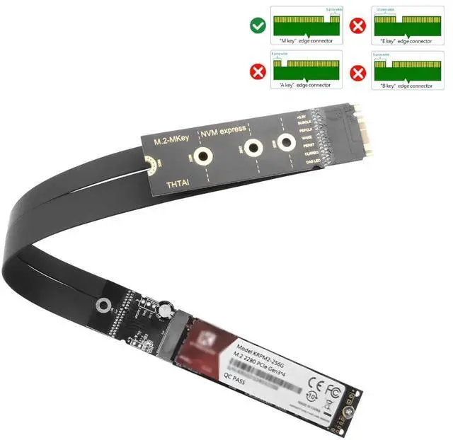 Alt view image 6 of 6 - 33cm(13in) M.2 NVMe SSD Extension Cable, MKey NVME Male to Female Adapter for Motherboard, Supports 2230/2242/2260/2280 NVMe SSD Only