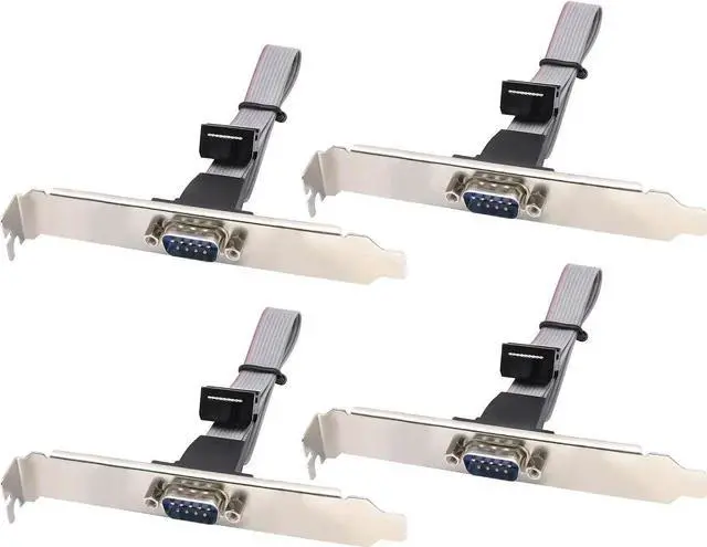 Main image of 4Pcs 12in 1Port DB9 RS232 Serial Port Bracket Cable, DB9 Male to 10Pin Motherboard Header Ribbon Cable Adapter, Panel Mount Serial Port Expansion Bracket