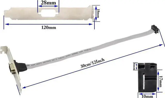 Alt view image 7 of 7 - 4Pcs 12in 1Port DB9 RS232 Serial Port Bracket Cable, DB9 Male to 10Pin Motherboard Header Ribbon Cable Adapter, Panel Mount Serial Port Expansion Bracket