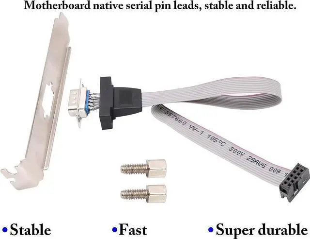 Alt view image 2 of 7 - 4Pcs 12in 1Port DB9 RS232 Serial Port Bracket Cable, DB9 Male to 10Pin Motherboard Header Ribbon Cable Adapter, Panel Mount Serial Port Expansion Bracket
