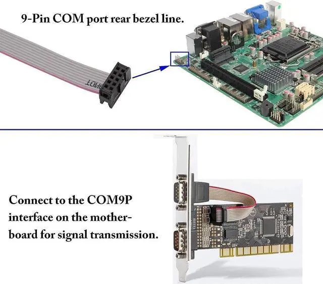 Alt view image 5 of 7 - 4Pcs 12in 1Port DB9 RS232 Serial Port Bracket Cable, DB9 Male to 10Pin Motherboard Header Ribbon Cable Adapter, Panel Mount Serial Port Expansion Bracket