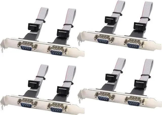 Main image of 4Pcs 12in 2Port DB9 RS232 Serial Port Bracket Cable, Dual DB9 Male to 10Pin Motherboard Header Ribbon Cable Adapter, PanelMount Dual Serial COM Port Expansion Bracket