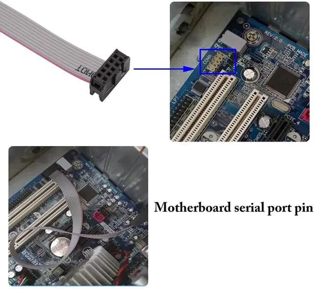 Alt view image 6 of 7 - 4Pcs 12in 2Port DB9 RS232 Serial Port Bracket Cable, Dual DB9 Male to 10Pin Motherboard Header Ribbon Cable Adapter, PanelMount Dual Serial COM Port Expansion Bracket