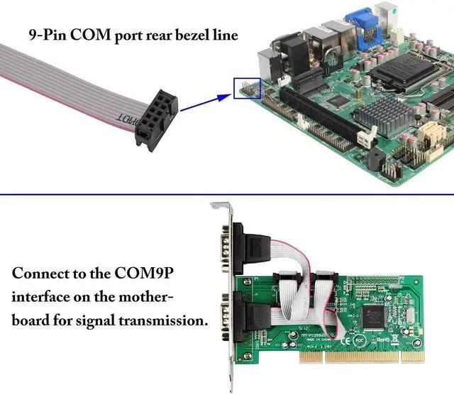 Alt view image 3 of 7 - 4Pcs 12in 2Port DB9 RS232 Serial Port Bracket Cable, Dual DB9 Male to 10Pin Motherboard Header Ribbon Cable Adapter, PanelMount Dual Serial COM Port Expansion Bracket