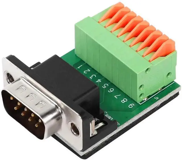 Main image of DB9 Male Solderless Breakout Board, RS232 DSUB Serial to 9Pin Terminal Block Adapter for Serial Communication Interface Devices