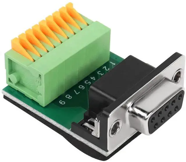 Main image of RS232 DB9 Female QuickConnect Solderless Adapter, DB9 Female to 9Pin Spring Terminal Crimp Connector for Serial Communication Interface Devices