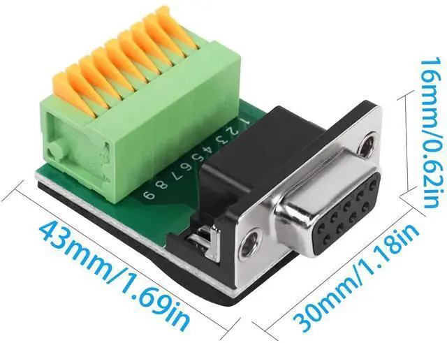 Alt view image 4 of 6 - RS232 DB9 Female QuickConnect Solderless Adapter, DB9 Female to 9Pin Spring Terminal Crimp Connector for Serial Communication Interface Devices