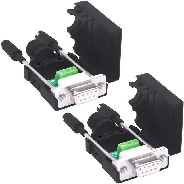 Main image of 2Pack DB9 Female Solderless Breakout Board, RS232 DSUB 9Pin Serial to RXD TXD GND Pins 235 Terminal Block Adapter with Protective Case