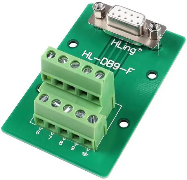 Main image of RS232 DB9 Female Solderless Breakout Board, DB9 Female to Terminal Block Adapter, Serial Test Module for DB9 Communication Prototyping & Troubleshooting