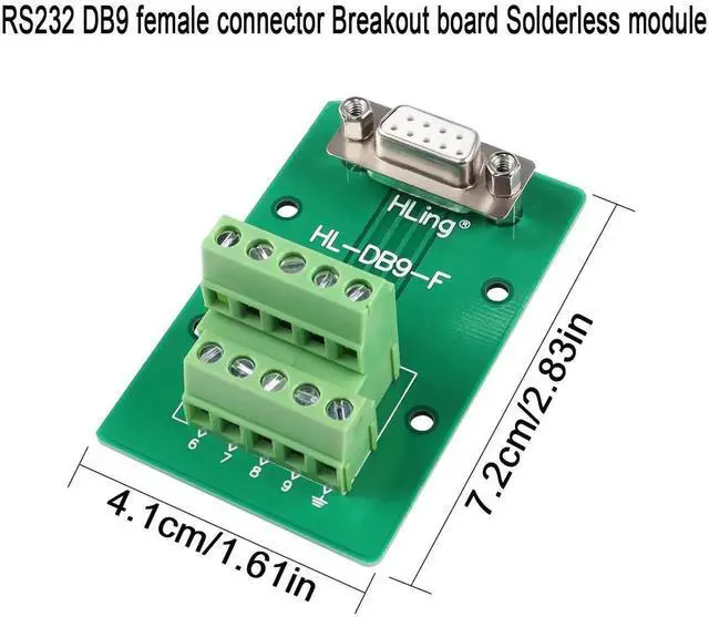 Alt view image 3 of 6 - RS232 DB9 Female Solderless Breakout Board, DB9 Female to Terminal Block Adapter, Serial Test Module for DB9 Communication Prototyping & Troubleshooting