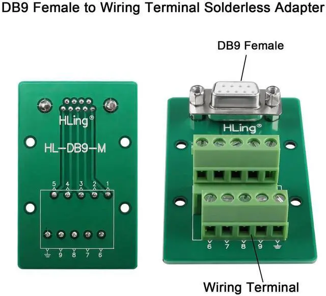 Alt view image 6 of 6 - RS232 DB9 Female Solderless Breakout Board, DB9 Female to Terminal Block Adapter, Serial Test Module for DB9 Communication Prototyping & Troubleshooting