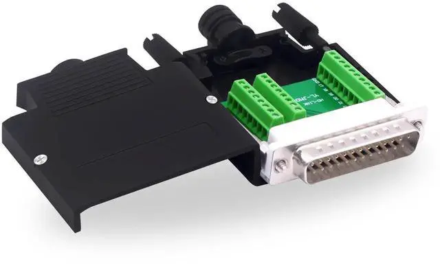 Main image of DB25 Male Solderless Breakout Board, RS232 DSUB 25Pin Serial Terminal Block Adapter with Protective Case