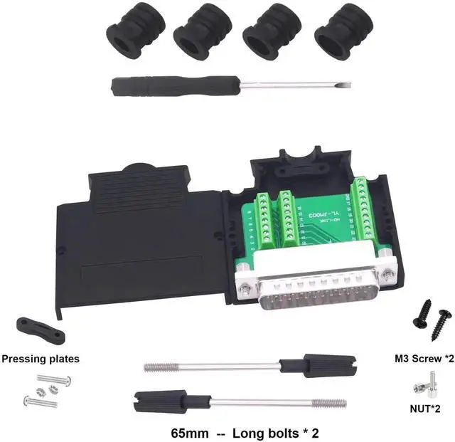 Alt view image 6 of 7 - DB25 Male Solderless Breakout Board, RS232 DSUB 25Pin Serial Terminal Block Adapter with Protective Case